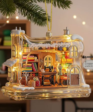 Crafting Dreams: Personalized Sewing Machine Cozy House Plaque - Perfect Gift For Sewing Enthusiasts