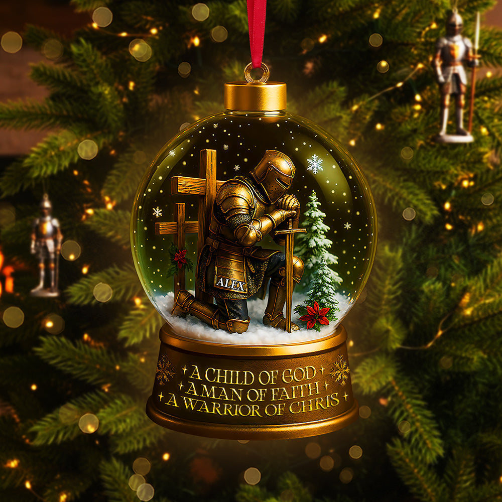 A Child Of God, A Man Of Faith - Personalized Warrior Ornament - Image 2