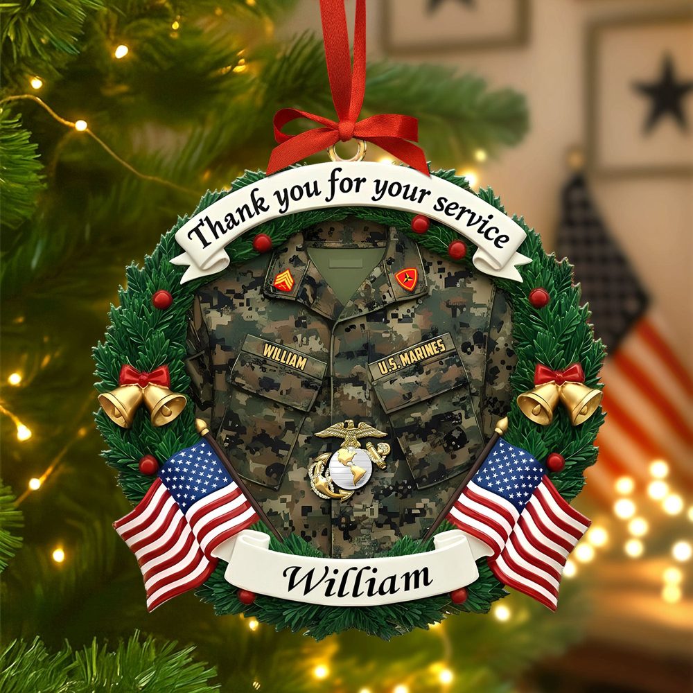 Thank You For Your Service - Personalized Military Christmas Ornament For Veterans