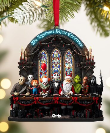 Embrace The Spook: The Nightmare Feast Christmas Ornament - Personalize For Horror Fans
