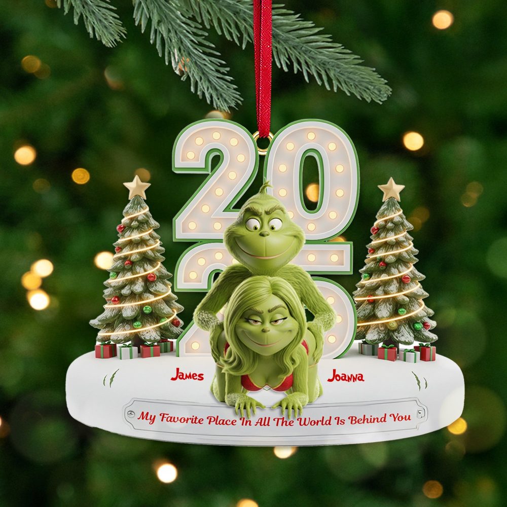 My Favorite Place In All The World Is Behind You - Personalized Christmas Ornament - Custom Gift For Couples, Friends, And Family - Image 3