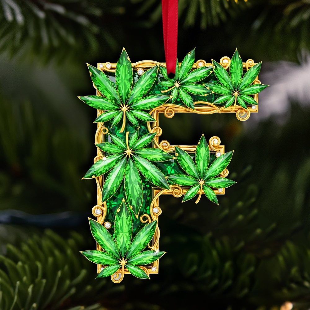 Spark Joy This Christmas With A Unique Touch - Crystal Leaf Initial Ornament, Personalized Gift For Stoners