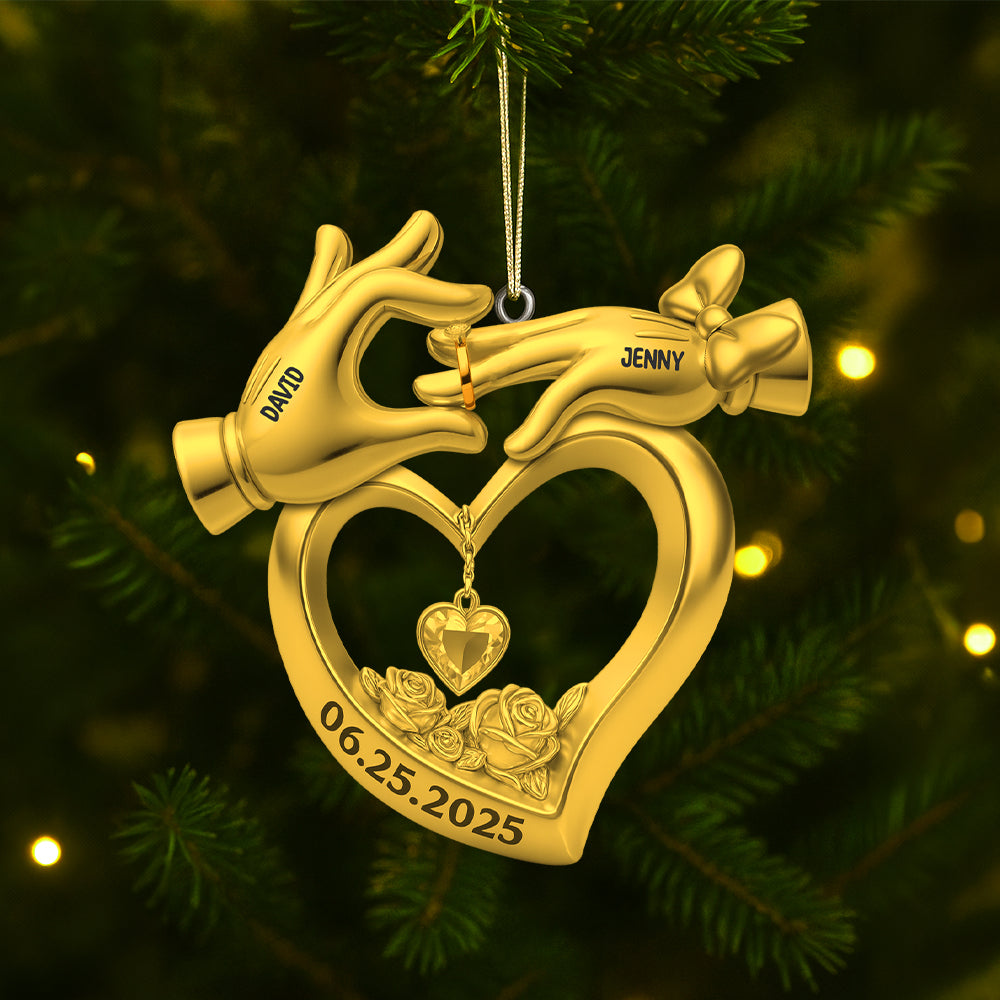 Celebrating Love: Personalized Acrylic Ornament For Newlyweds - Perfect Custom Gift For Couples And Family - Image 2