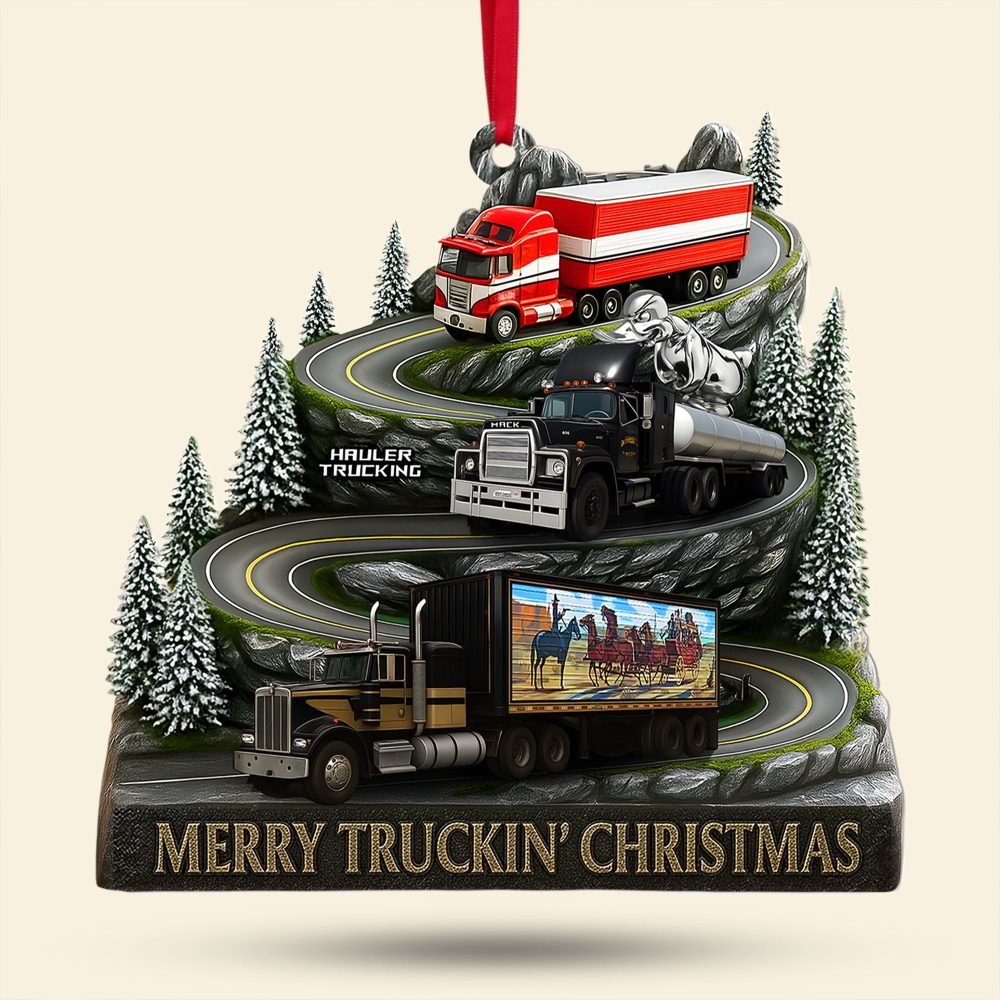 Merry Truckin' Christmas – Classic Trucks Ornament, Personalized Gifts For Truckers - Image 2