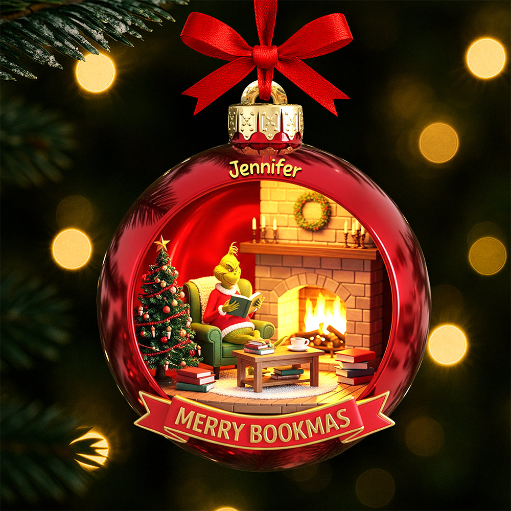 “Celebrate The Joy Of Reading” - Merry Bookmas Christmas Ornament - Personalized Gift For Book Lovers