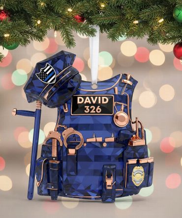 Celebrate The Brave - Police Vest Christmas Ornament - Personalized Gift For Police Officers