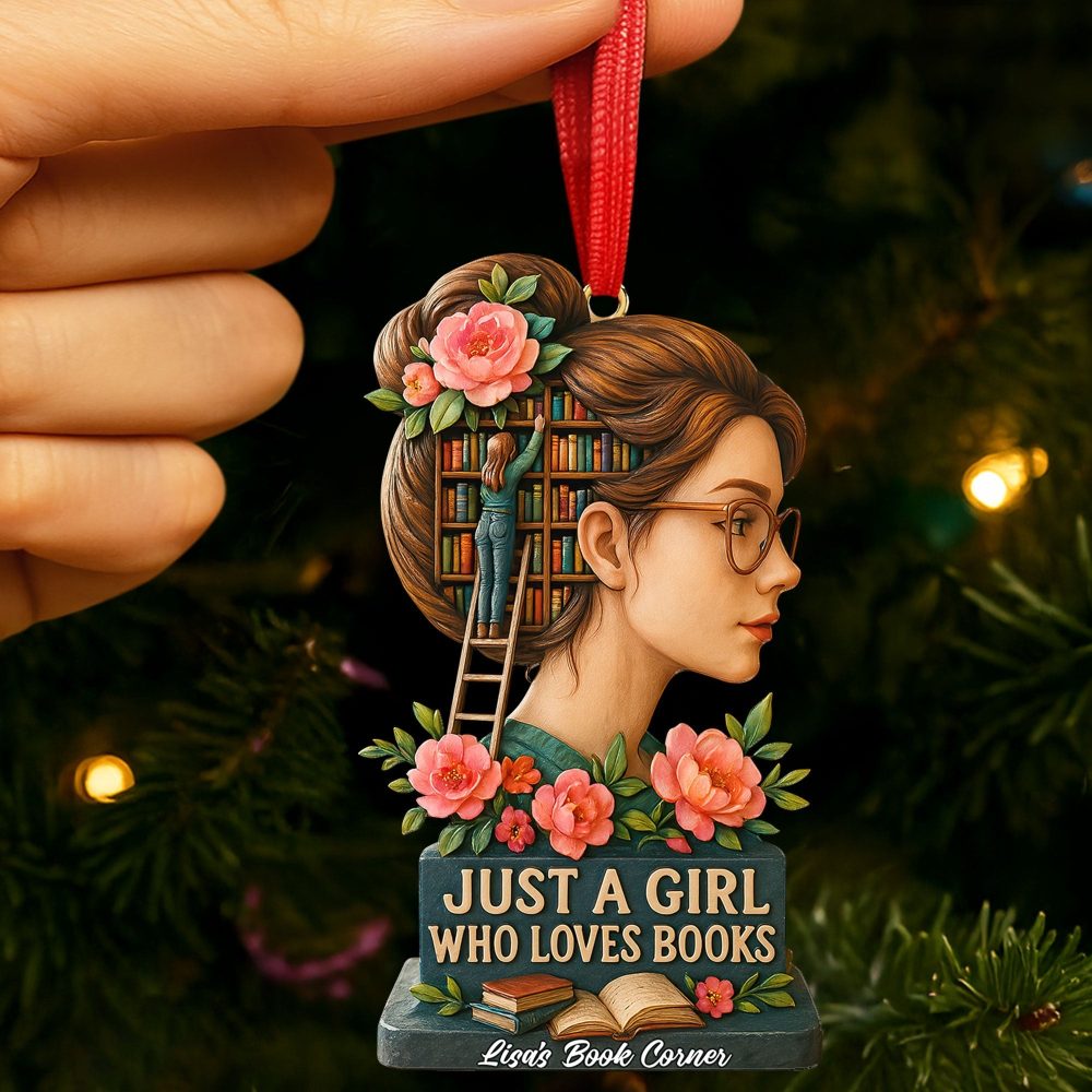 Just A Girl Who Loves Books Ornament - Personalized Gift For Book Lovers - Image 3