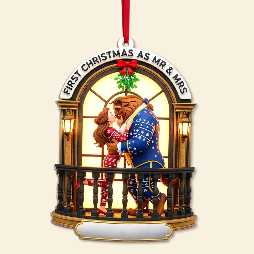 “First Christmas As Mr. & Mrs.” - Personalized Couples Acrylic Ornament - Image 3