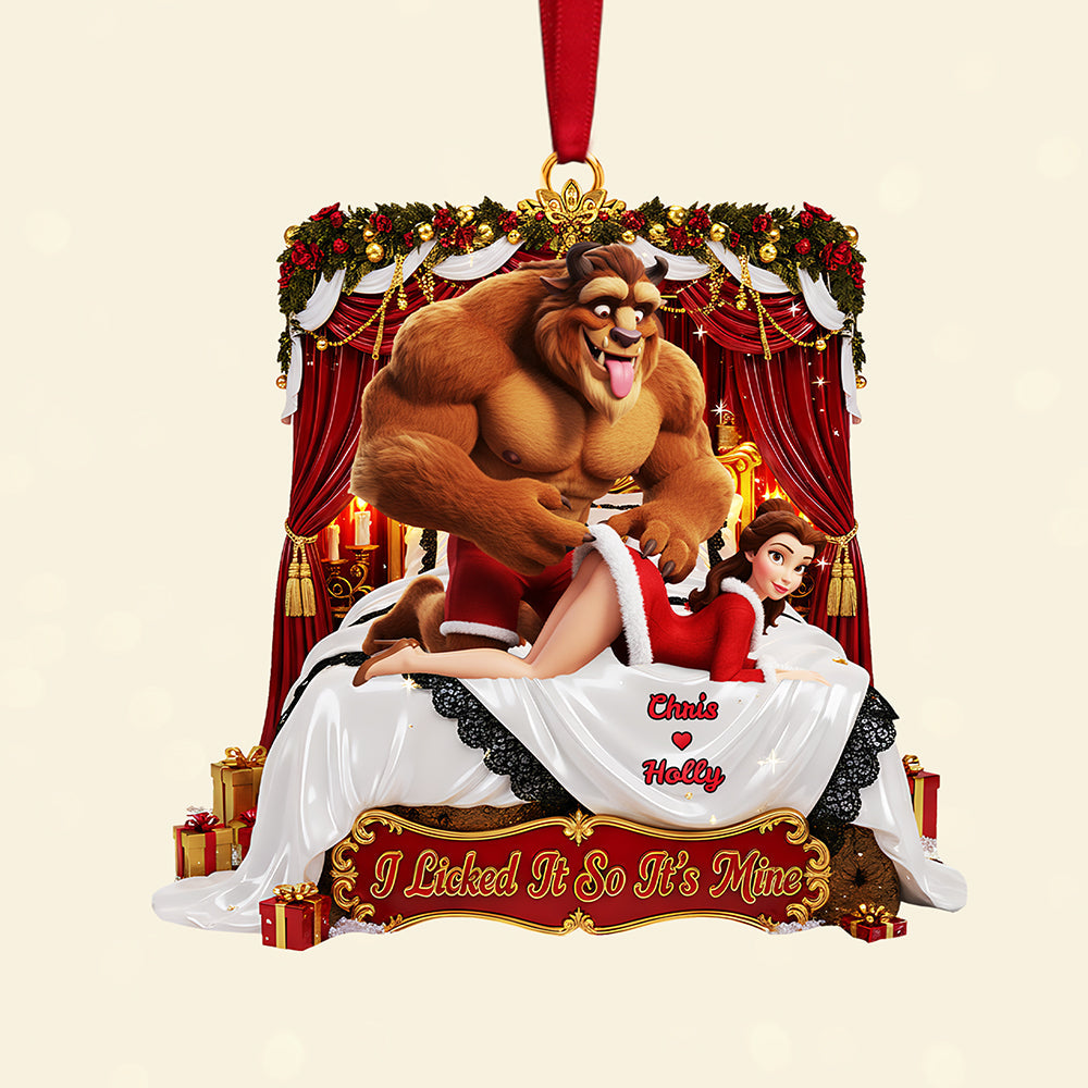 I Licked It So It'S Mine - Personalized Naughty Couple Acrylic Ornament - Image 4
