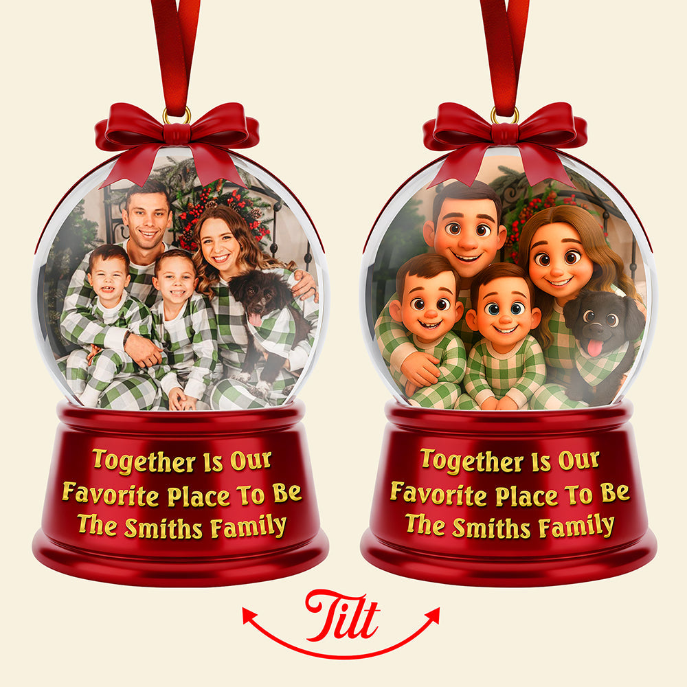 Together Is Our Favorite Place To Be - Custom Family Christmas Lenticular Ornament - Image 3
