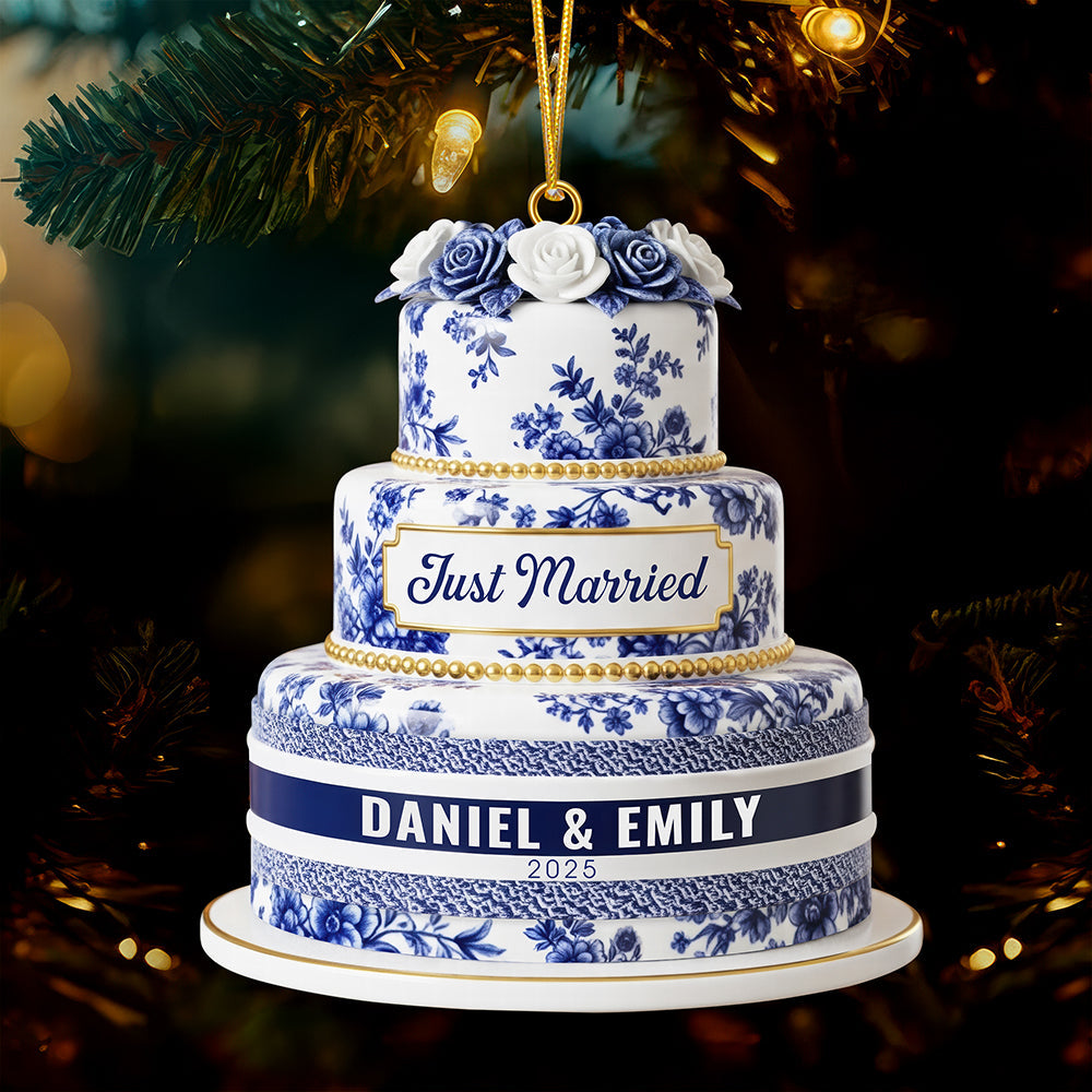 Just Married - Custom Personalized Christmas Ornament For Newlyweds