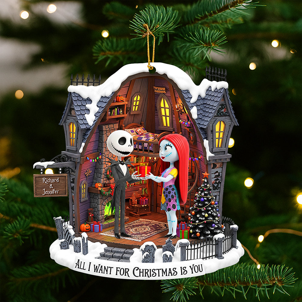 All I Want For Christmas Is You - Spooky Couple Christmas Ornament - Personalized Gift For Couples