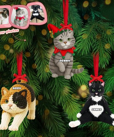 “Celebrate Your Furry Friend” - Cute Knitted Cat Ornament, Personalized Gift For Cat Lovers 🌟