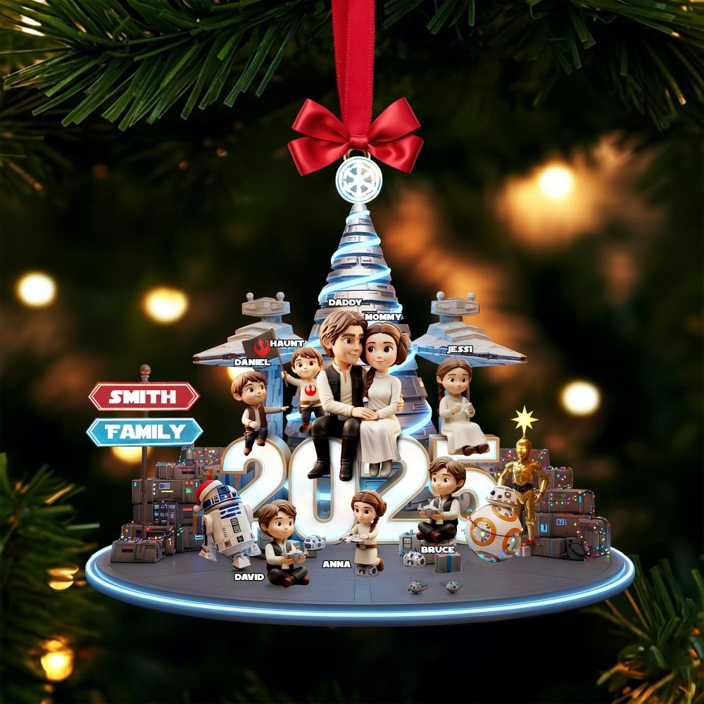 Celebrate Family Joy! - Personalized Cosmic Guardian Family Christmas Acrylic Ornament - Custom Gift For Family Members
