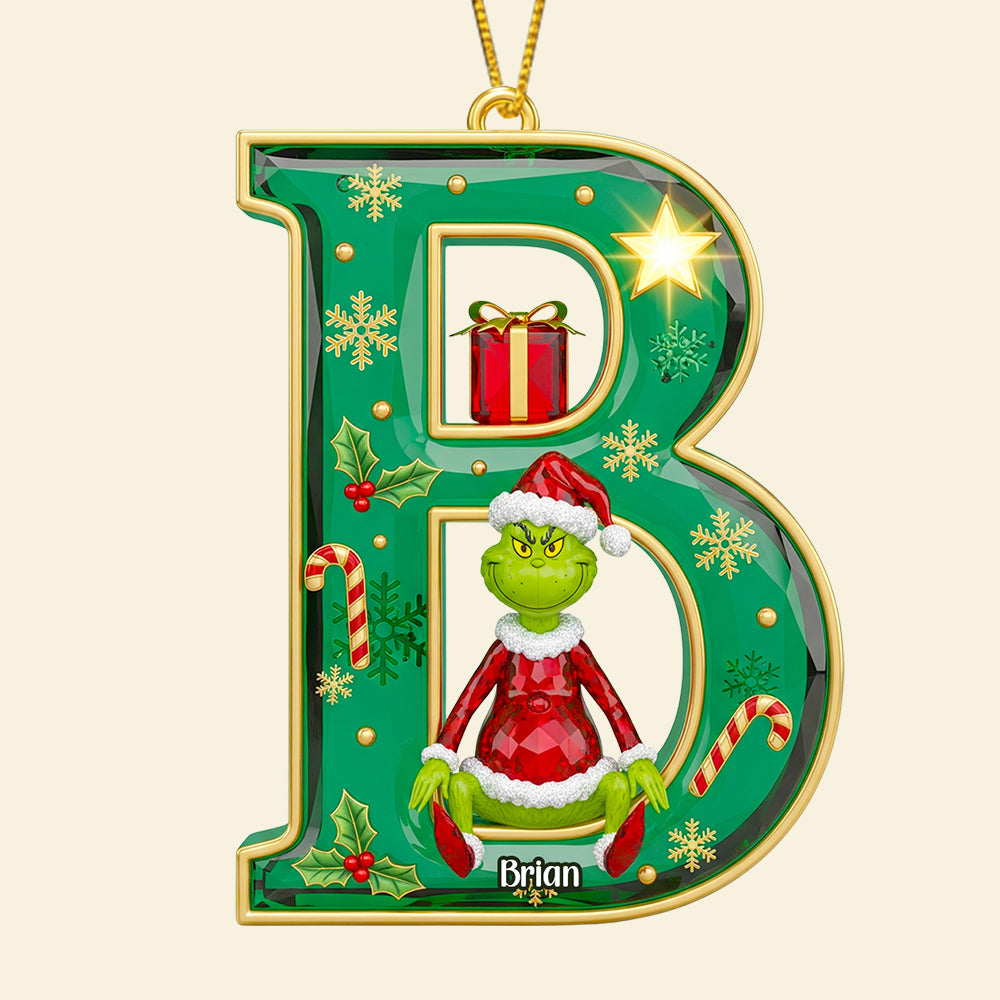 Celebrate The Season With Grinch! Personalized Green Crystal Alphabet Ornament - A Perfect Gift For Loved Ones - Image 3