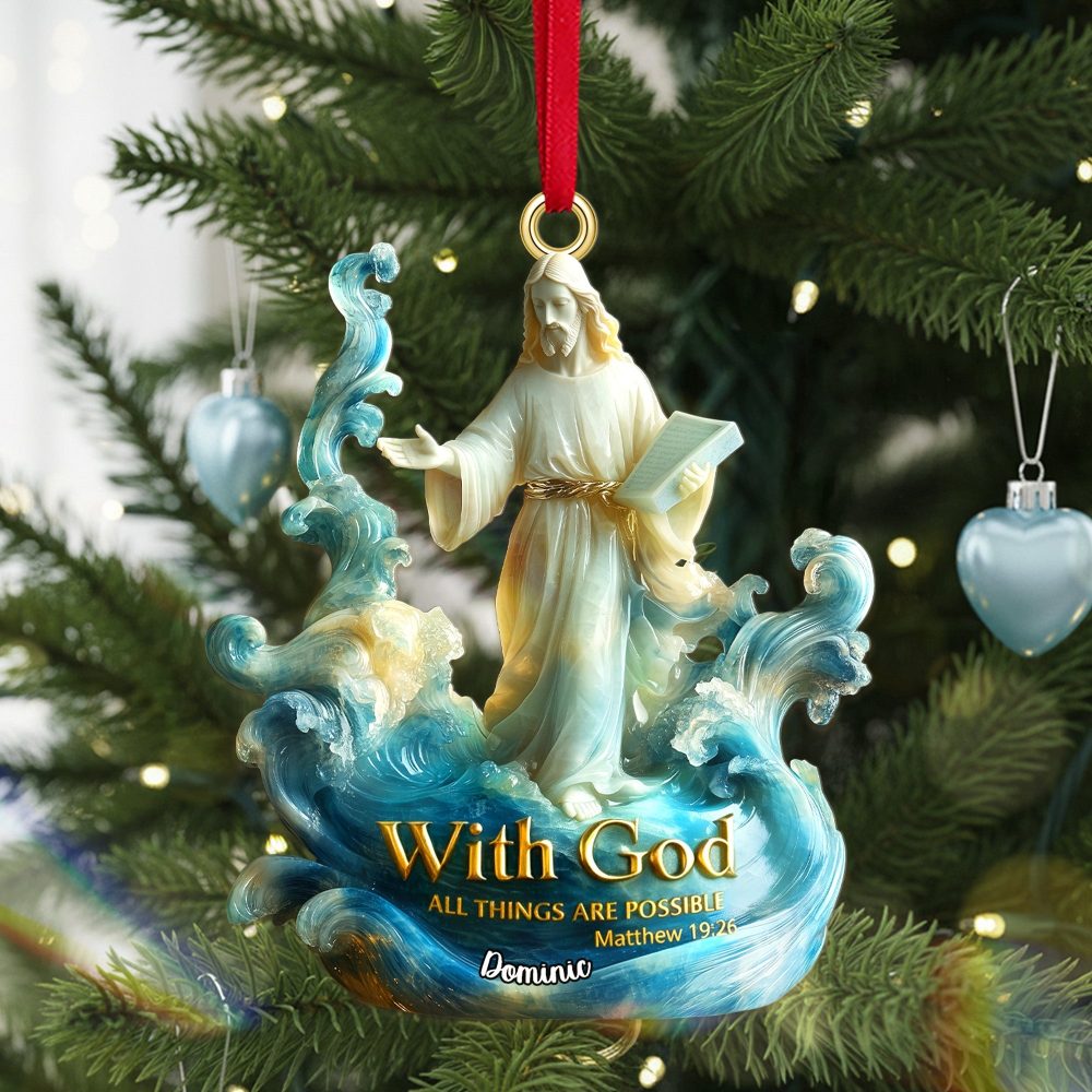 With God, All Things Are Possible - Personalized Acrylic Ornament For Christmas - Image 2