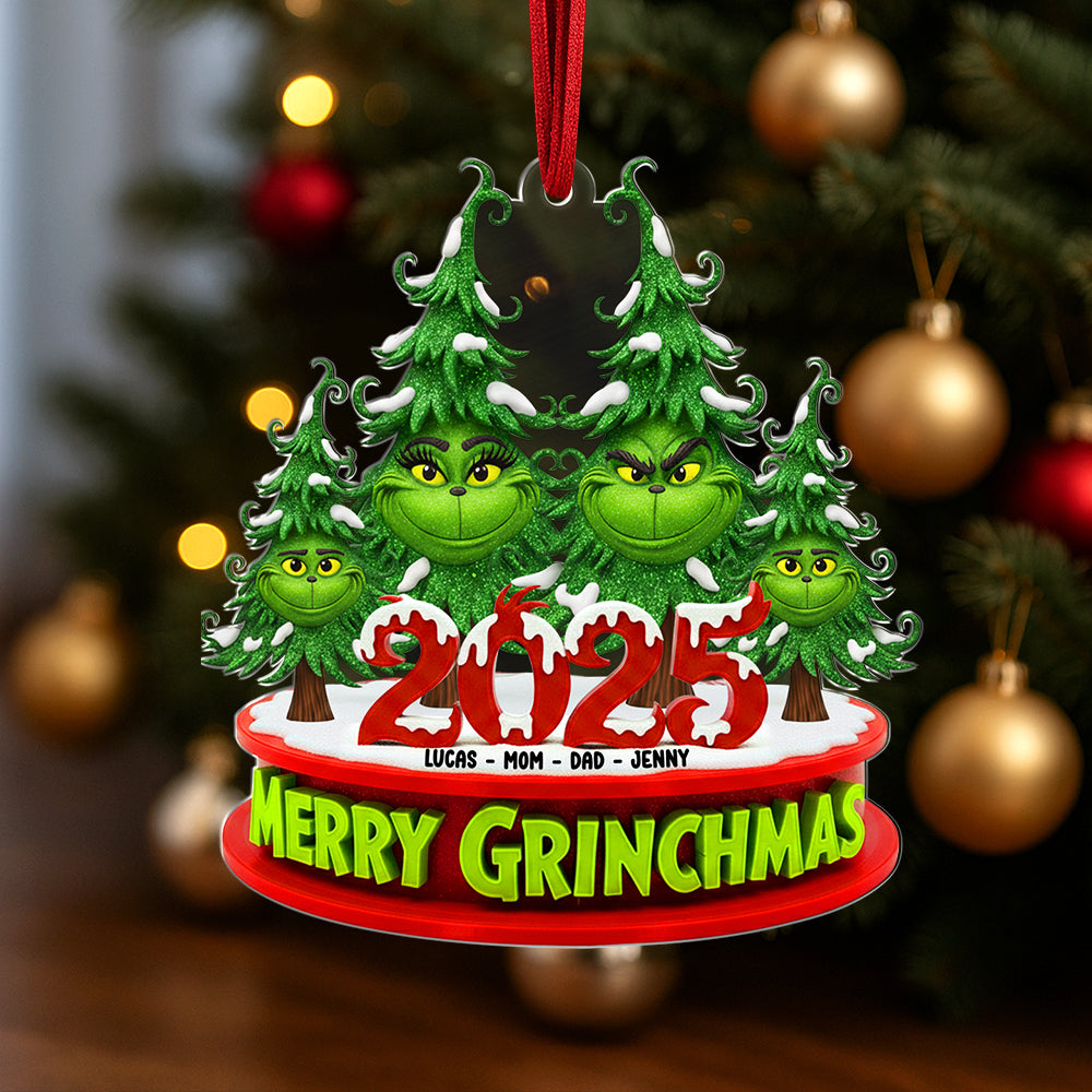 Merry Grinchmas 2025 – Personalized Christmas Ornament For Family - Image 3