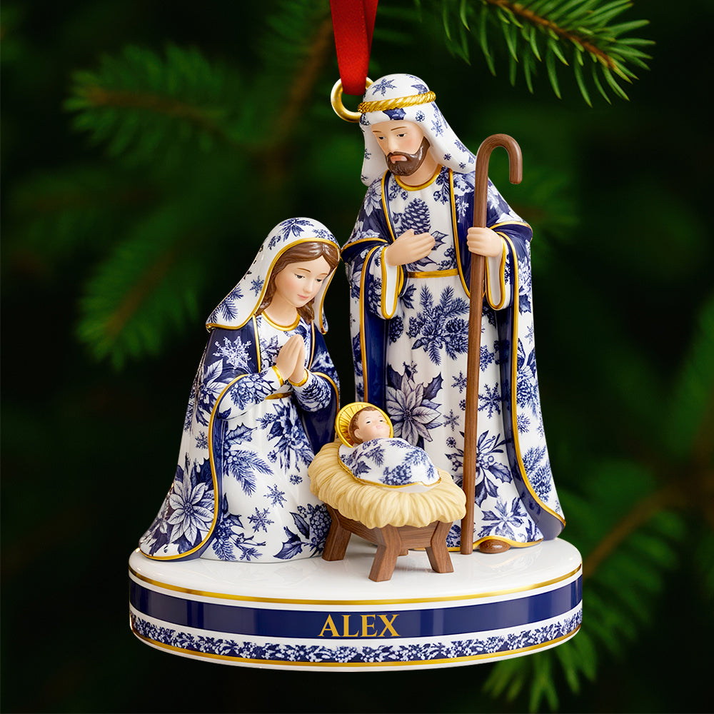 Cherish The True Meaning Of Christmas - Toile De Jouy Nativity Christmas Ornament - Personalized Gift For Family, Friends, And Believers - Image 2