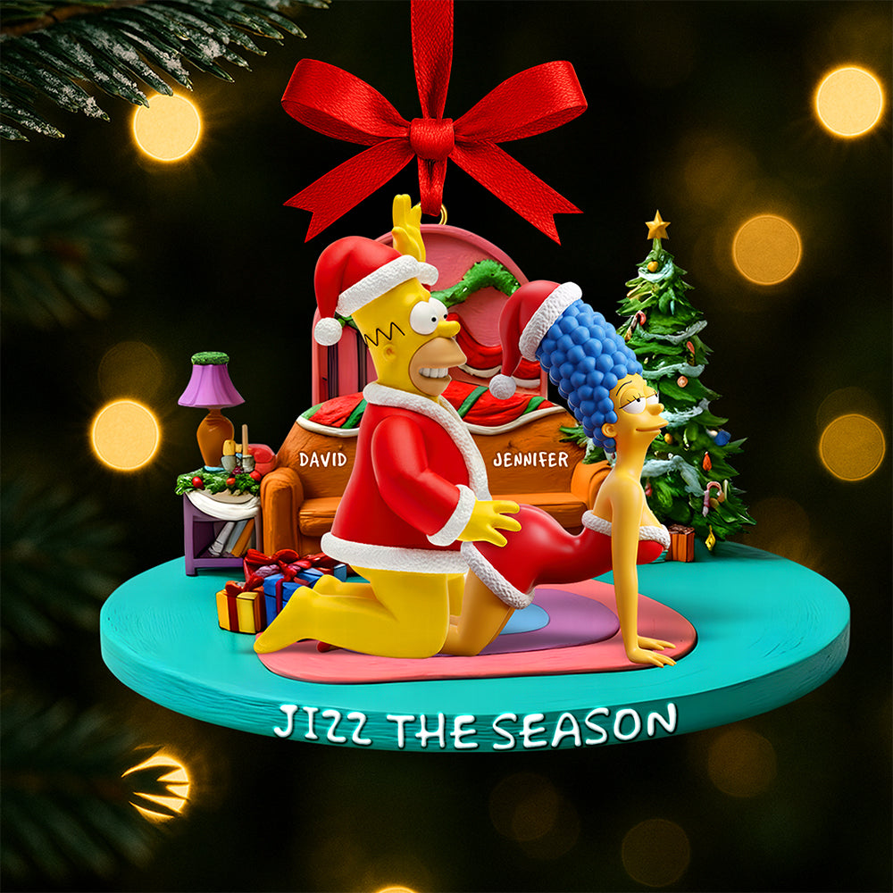 “Jizz The Season” – Mischievous Couple Fun Christmas Ornament - Personalized Gift For Couples - Image 3
