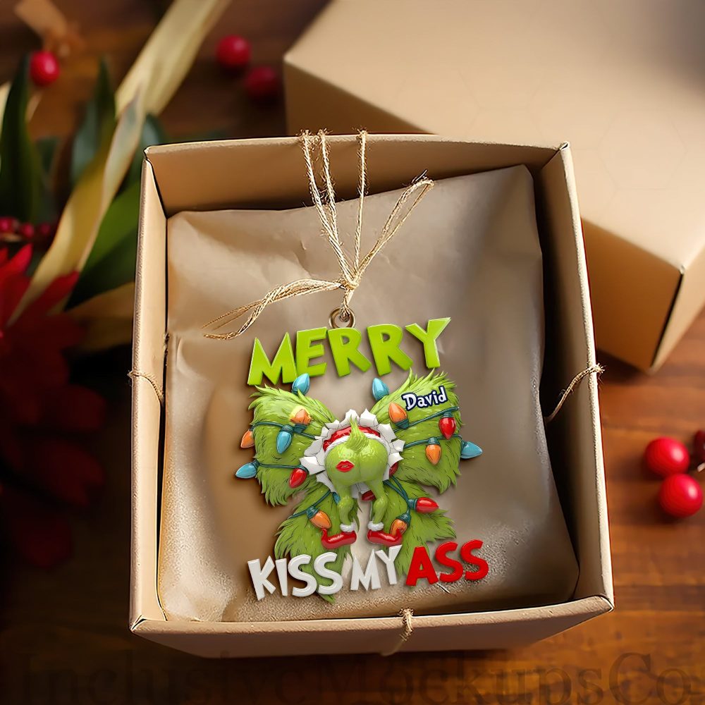 Merry Kiss My Ass - Personalized Grumpy Holiday Ornament For Christmas - Image 3