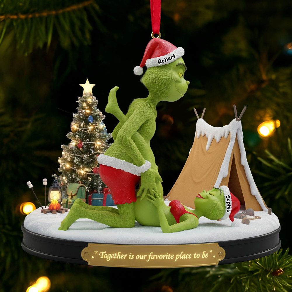 Together Is Our Favorite Place To Be - Cheeky Green Couple Ornament - Personalized Gifts For Couples