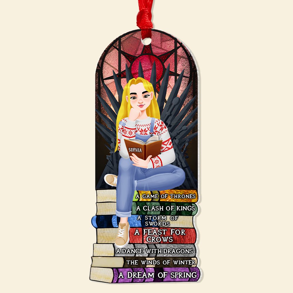 Personalized Gift For Book Lovers 02Hupu170924Pa Ornament A Girl Sitting On Stack Of Books Reading - Image 5