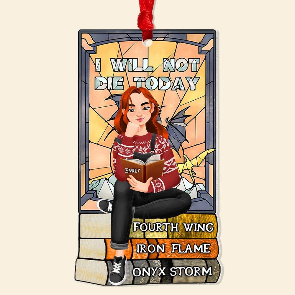 Personalized Gift For Book Lovers 04Hupu170924Pa A Girl Sitting On Stack Of Books Reading Ornament - Image 5