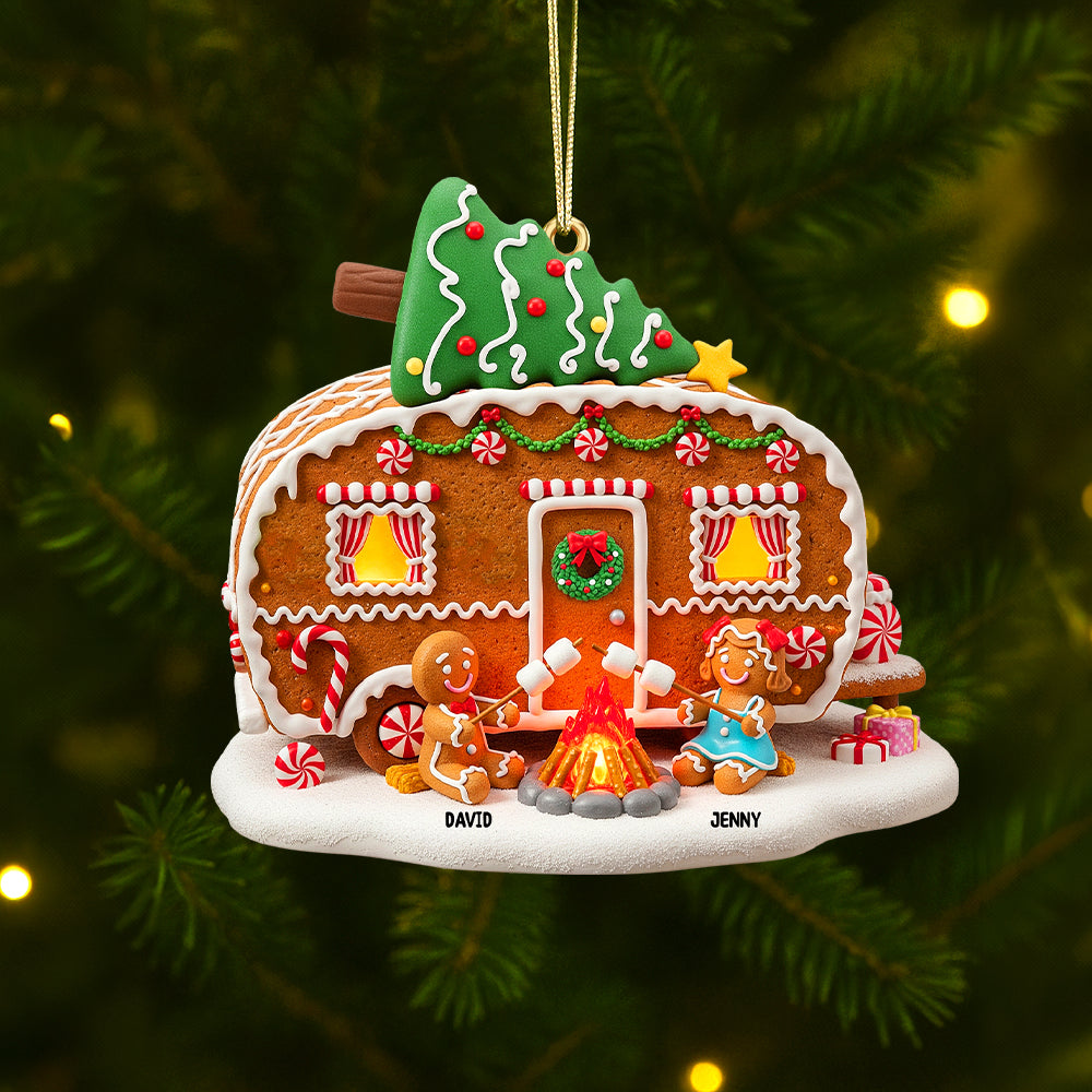 Celebrate Love And Joy - Personalized Gingerbread Couple Christmas Wooden Ornament - Custom Gift For Couples, Friends, And Family - Image 2