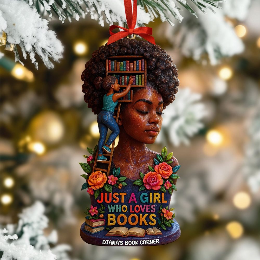 Just A Girl Who Loves Books - Personalized Book Lover Ornament - Image 2