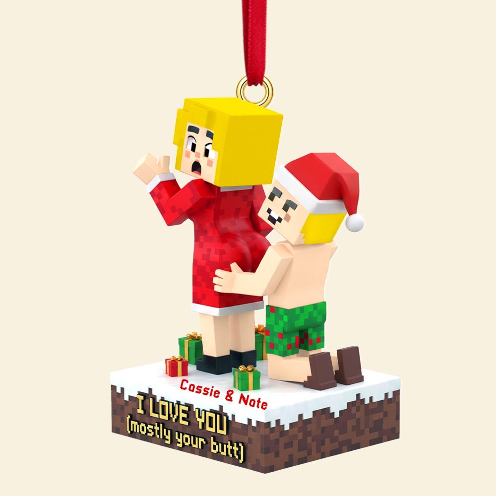 I Love You (Mostly Your Butt) - Personalized Funny Couple Acrylic Ornament - Image 3