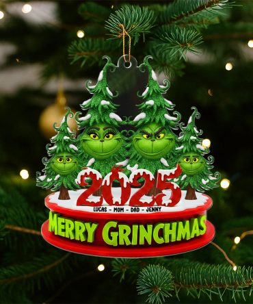 Merry Grinchmas 2025 – Personalized Christmas Ornament For Family