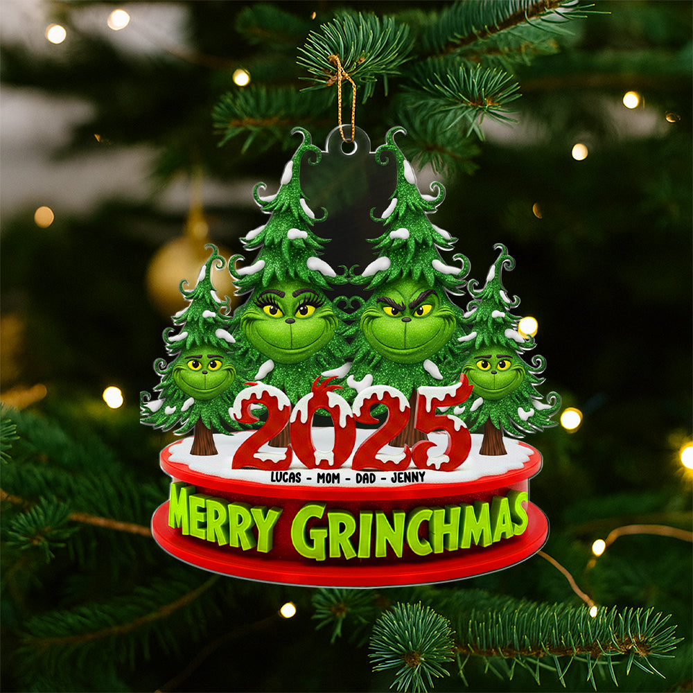 Merry Grinchmas 2025 – Personalized Christmas Ornament For Family