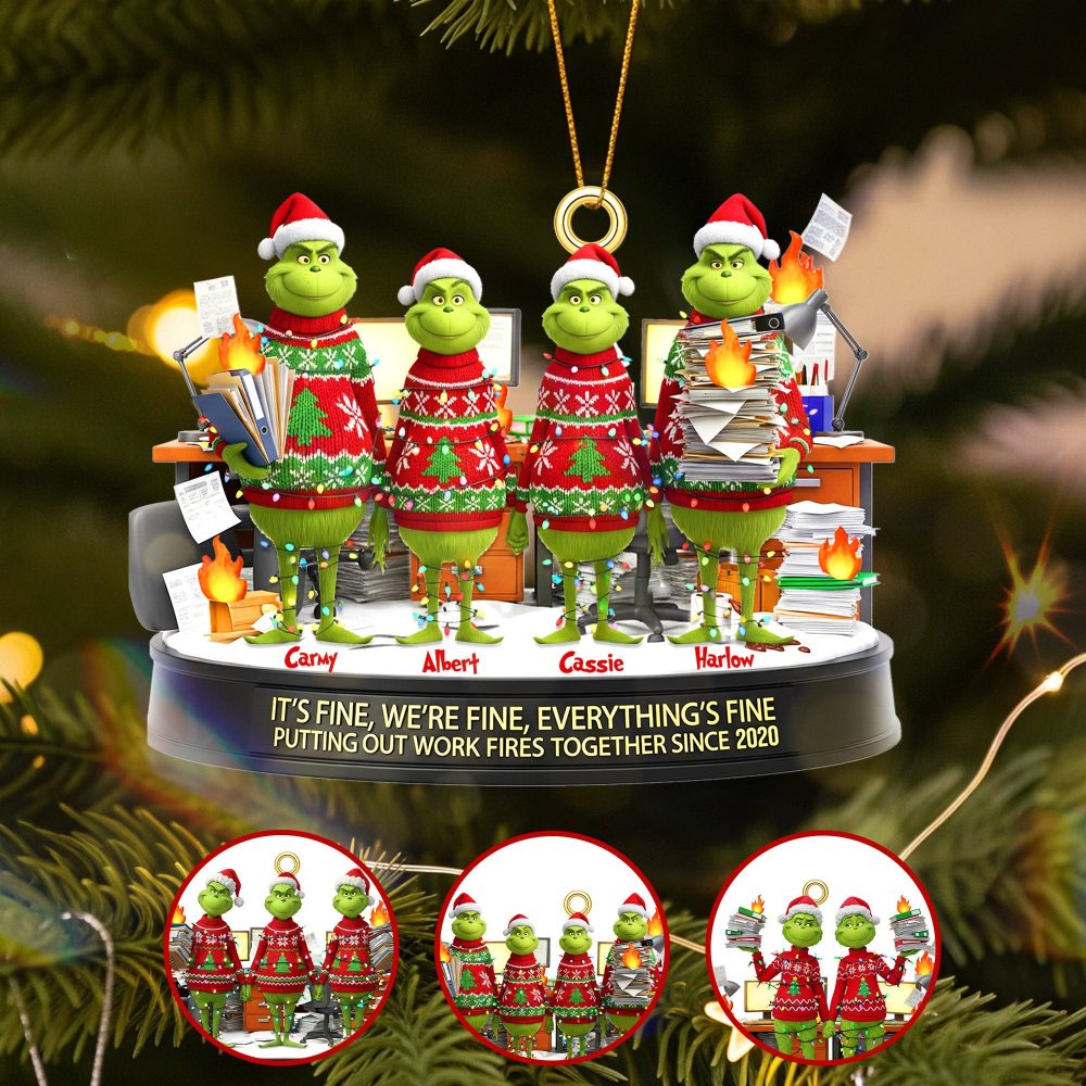 It’S Fine, We’Re Fine, Everything’S Fine - Personalized Christmas Gift, Custom Coworker Acrylic Ornament - Image 2