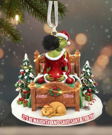 Let'S Be Naughty And Save Santa The Trip - Personalized Christmas Ornament For Couples