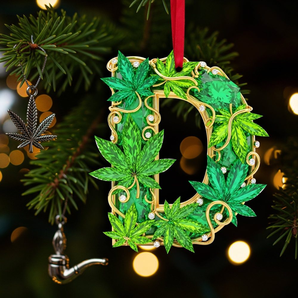 Spark Joy This Christmas With A Unique Touch - Crystal Leaf Initial Ornament, Personalized Gift For Stoners - Image 4