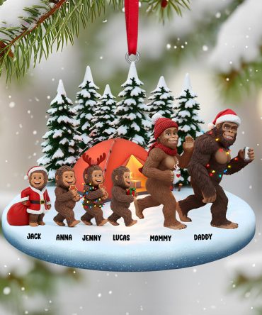 “Celebrate Togetherness With Sasquatch Family Fun” - Personalized Sasquatch Family Christmas Ornament - Unique Gift For Family And Loved Ones