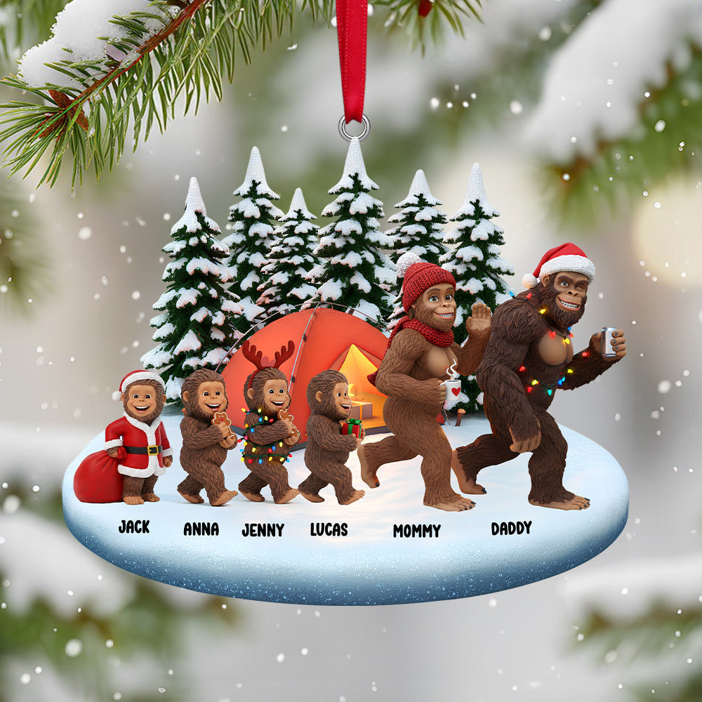 “Celebrate Togetherness With Sasquatch Family Fun” - Personalized Sasquatch Family Christmas Ornament - Unique Gift For Family And Loved Ones
