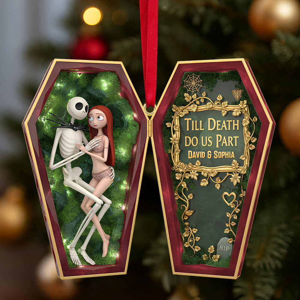 “Till Death Do Us Part” - Personalized Spooky Couples Christmas Ornament - Unique Gift For Couples, Halloween Lovers
