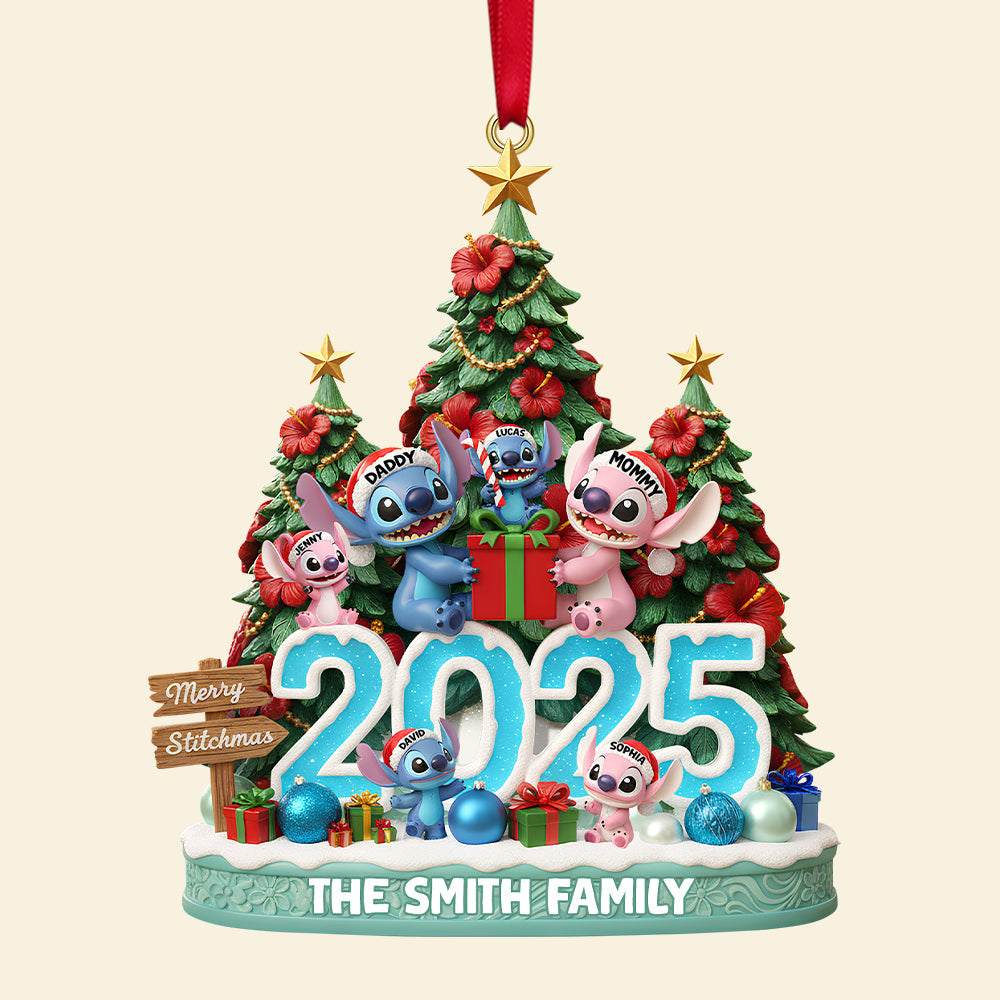 Merry Stitchmas! Unique Aliens Family Personalized Christmas Ornament - A Custom Gift For Families And Friends - Image 4