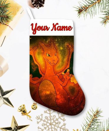 Personalized Christmas Stocking With Fiery Dragon Design - Perfect Holiday Decor Gift!