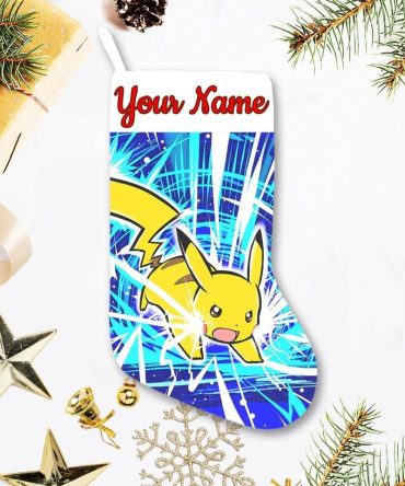 Personalized Pikachu Christmas Stocking - Custom Name Gift For Kids & Fans