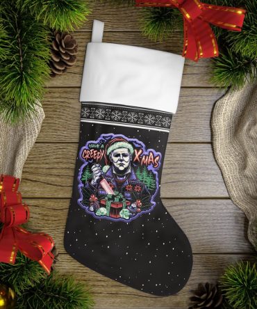 Creepy Xmas Stocking - Unique Horror Holiday Decor Gift - Black & Festive Design