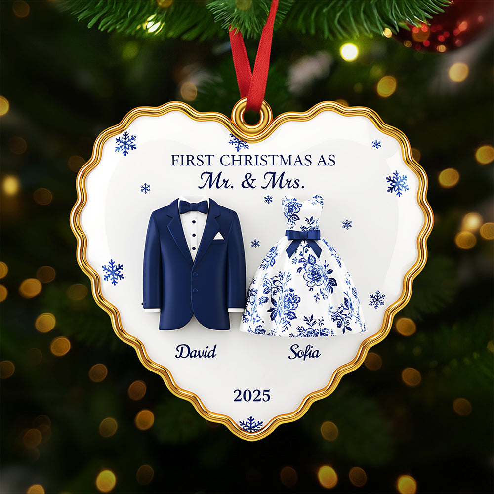 First Christmas As Mr. & Mrs. - Personalized Christmas Ornament For Newlyweds - Image 2