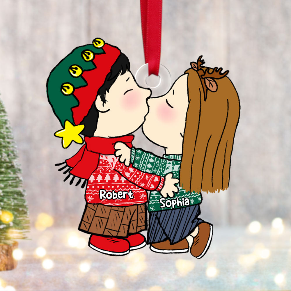 Love, Joy & Togetherness - Personalized Santa Claus Couple Ornament - Image 3
