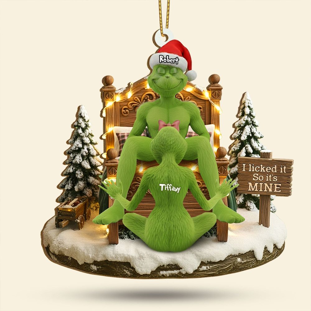 I Licked It, So It'S Mine - Naughty Green Couple Ornament - Personalized Gift For Couples - Image 4