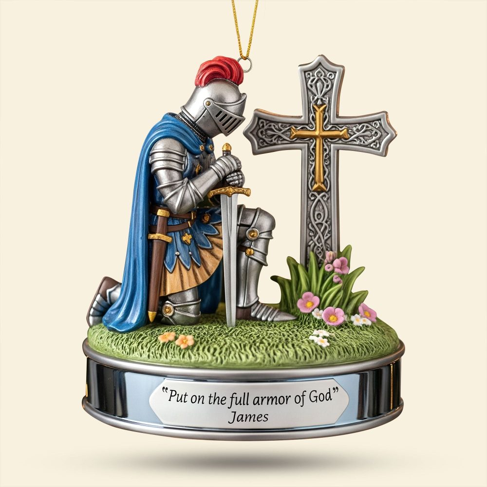 Put On The Full Armor Of God - Kneeing Knight Ornament - Personalized Christian Gift For Friends, Family, And Loved Ones - Image 2
