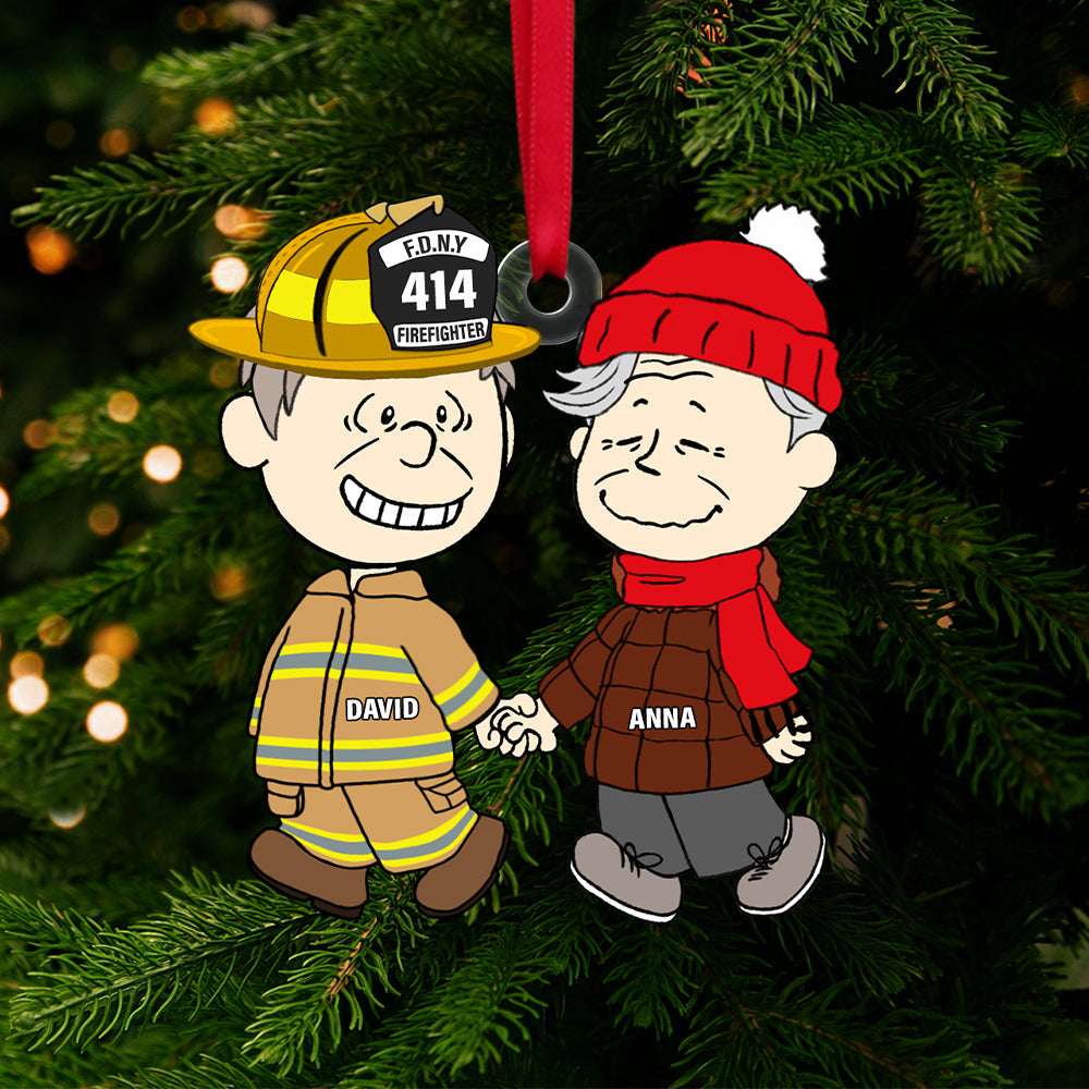 “Together We Fight Flames” - Personalized Firefighter Couple Acrylic Ornament - Unique Gift For Firefighter Lovers, Couples, And Special Occasions - Image 3