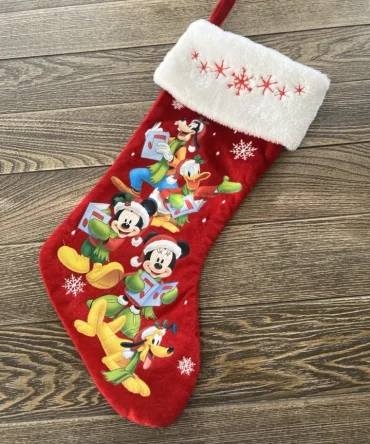 Festive Disney Christmas Stocking - Mickey & Friends Holiday Decor - Cozy Red Plush