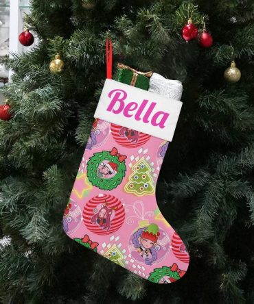 Personalized Christmas Stocking For Kids - Cute Festive Design With Name Option