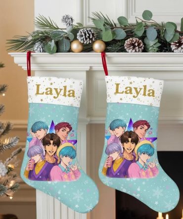 Personalized Anime Christmas Stocking - Custom Name Holiday Decor Gift